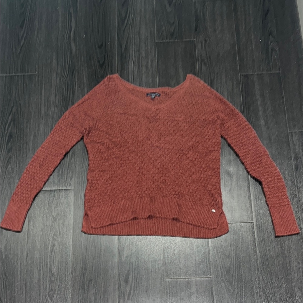 American Eagle Outfitters Brown V-Neck Sweater Relaxed Fit